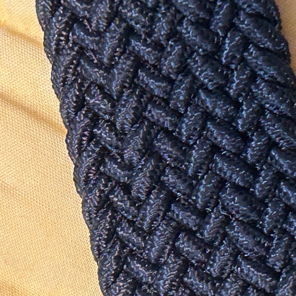 Thomas Bates Woven Belt Black w/ Leather Tips Buckle 42 - Picture 4 of 4